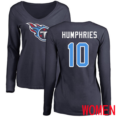 Tennessee Titans Navy Blue Women Adam Humphries Name and Number Logo NFL Football #10 Long Sleeve T Shirt